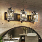 Applique da parete in cristallo per specchio da bagno moderno e glamour a 3 luci