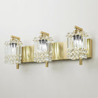 Applique da parete in cristallo per specchio da bagno moderno e glamour a 3 luci