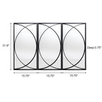 Set di 3 specchi da parete rettangolari in metallo nero - 31,9 A x 15,75 L x 0,75 P