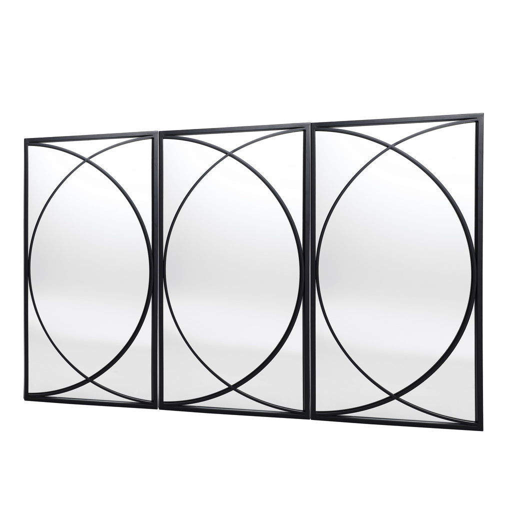 Set di 3 specchi da parete rettangolari in metallo nero - 31,9 A x 15,75 L x 0,75 P