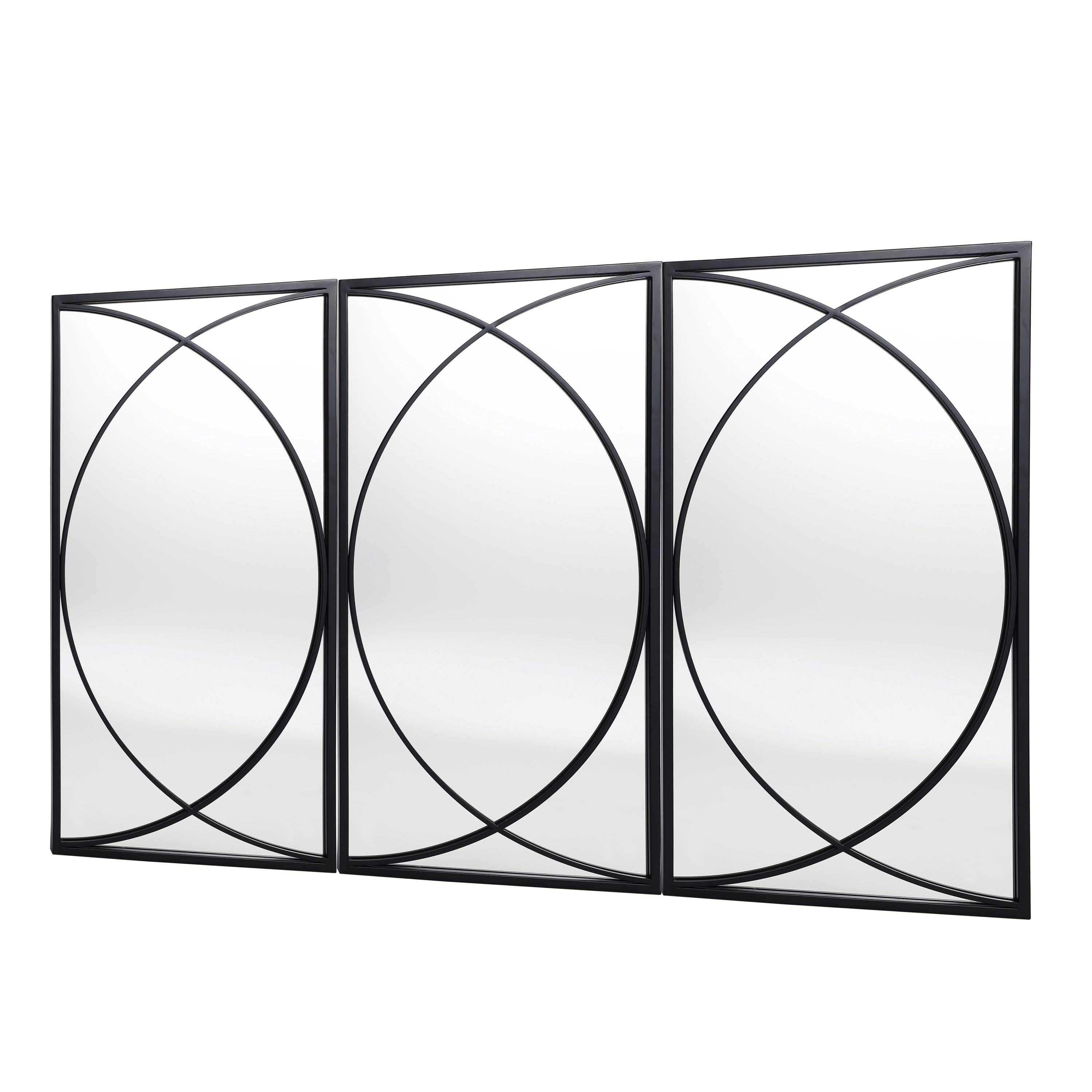 Set di 3 specchi da parete rettangolari in metallo nero - 31,9 A x 15,75 L x 0,75 P