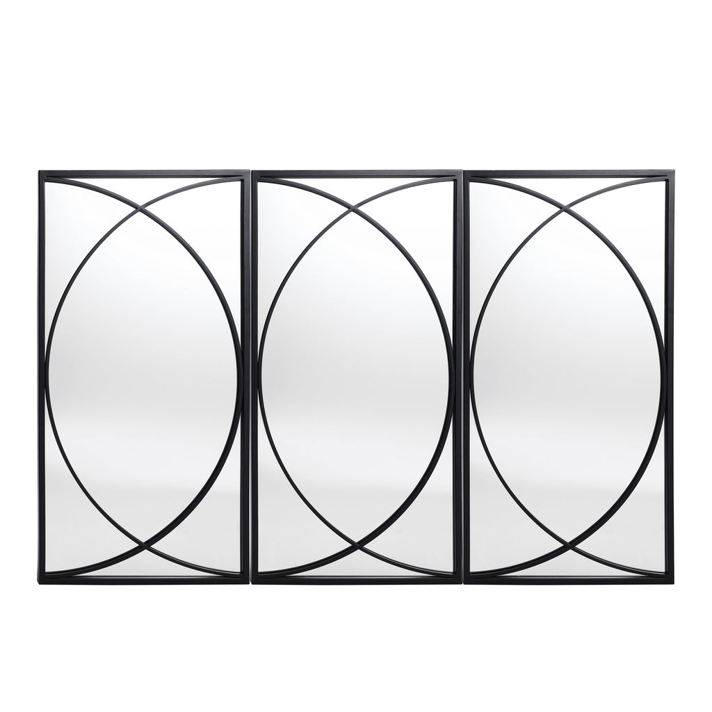 Set di 3 specchi da parete rettangolari in metallo nero - 31,9 A x 15,75 L x 0,75 P