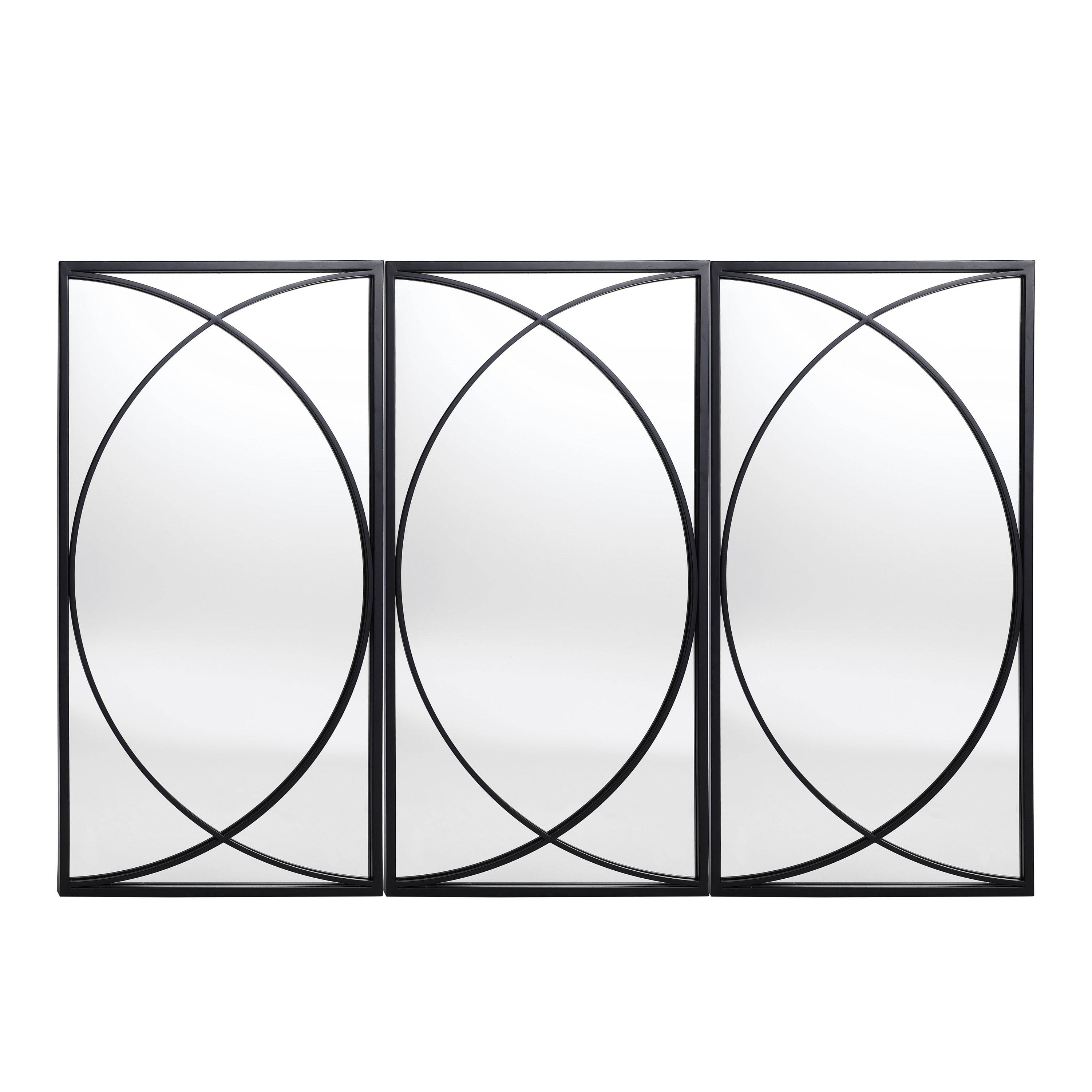 Set di 3 specchi da parete rettangolari in metallo nero - 31,9 A x 15,75 L x 0,75 P