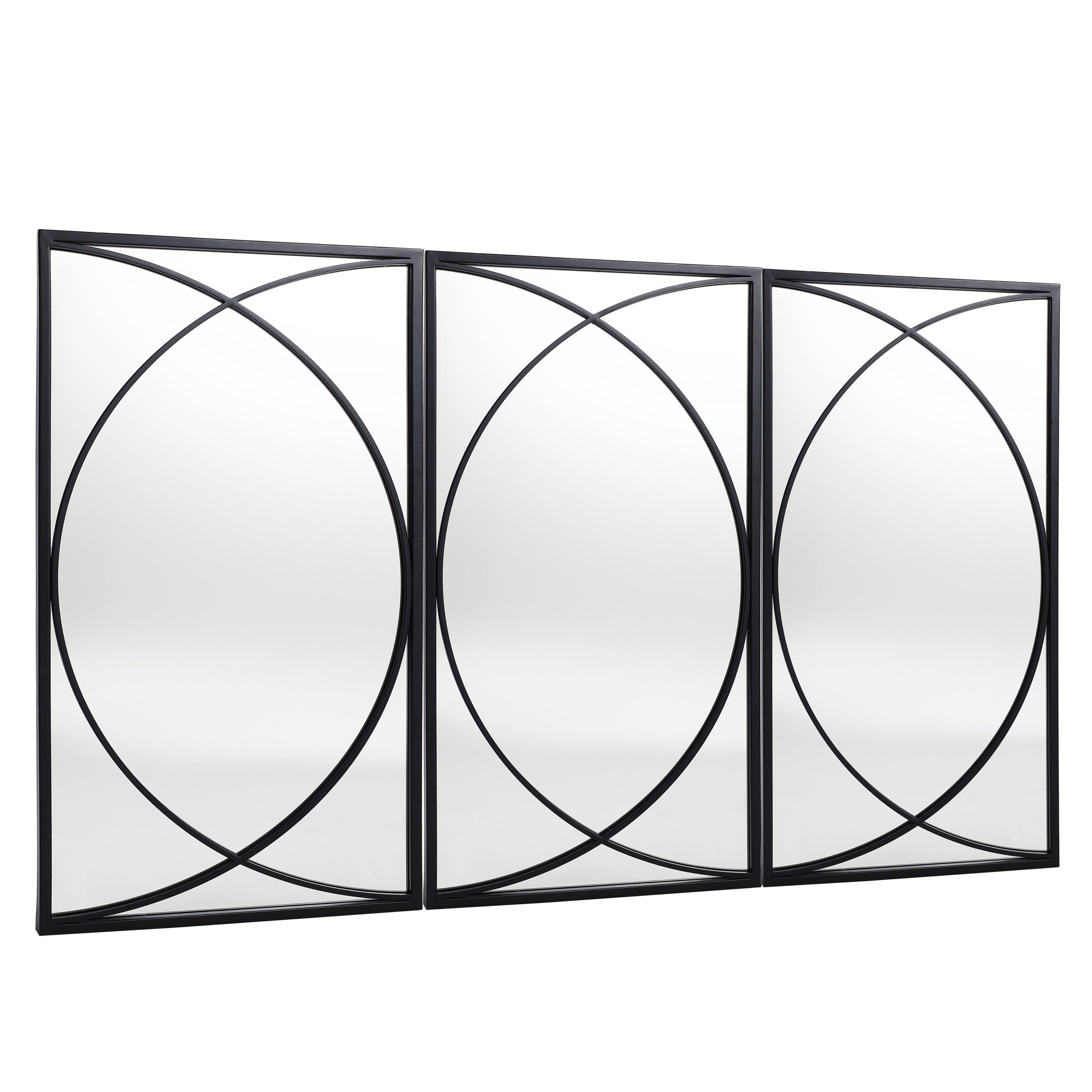 Set di 3 specchi da parete rettangolari in metallo nero - 31,9 A x 15,75 L x 0,75 P