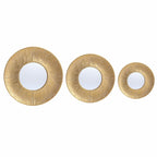 Set di 3 specchi da parete rotondi in metallo dorato - Diametro 22,25 x P 2,36