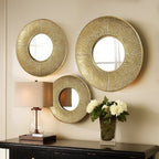 Set di 3 specchi da parete rotondi in metallo dorato - Diametro 22,25 x P 2,36