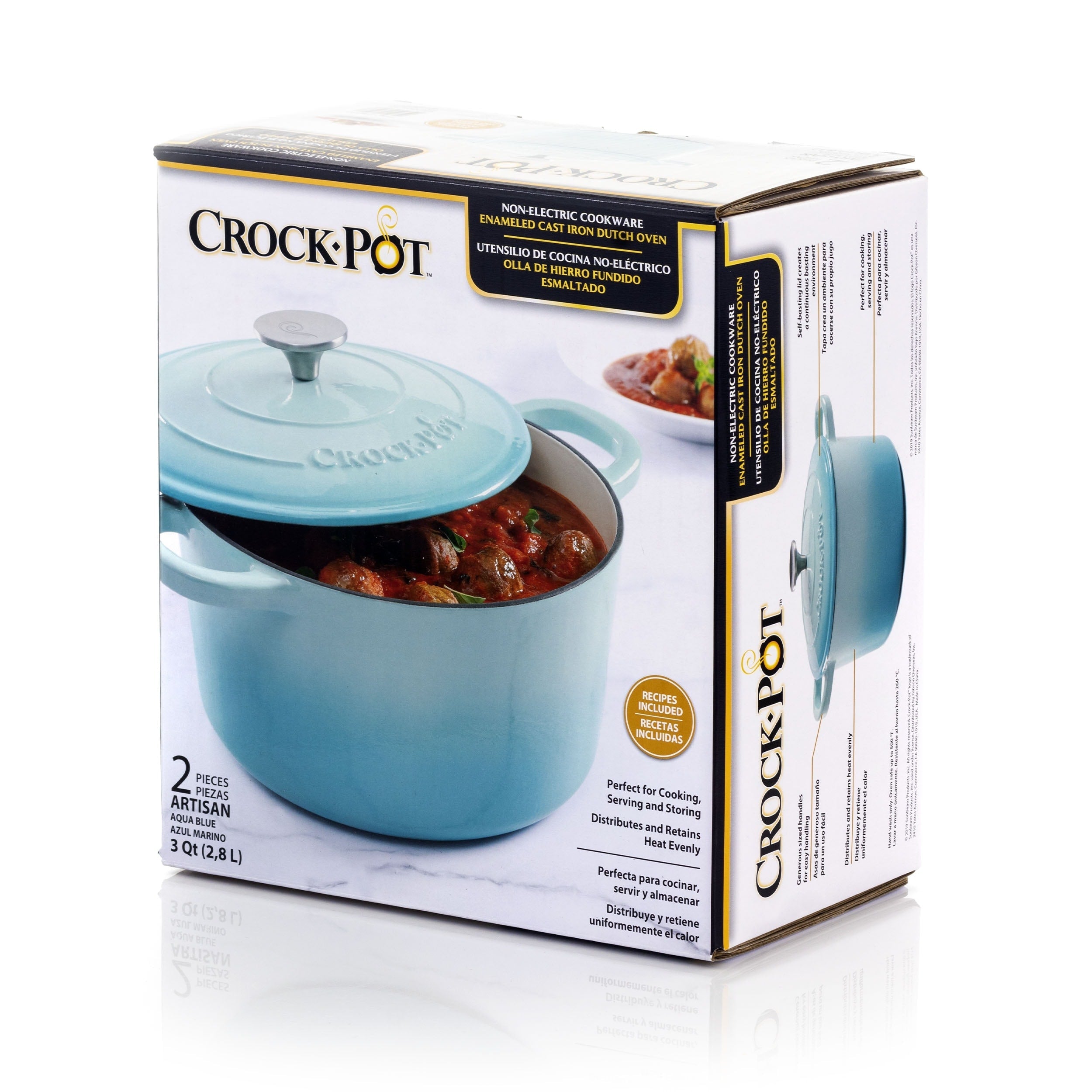 Forno olandese in ghisa smaltata da 3 litri in verde acqua artico