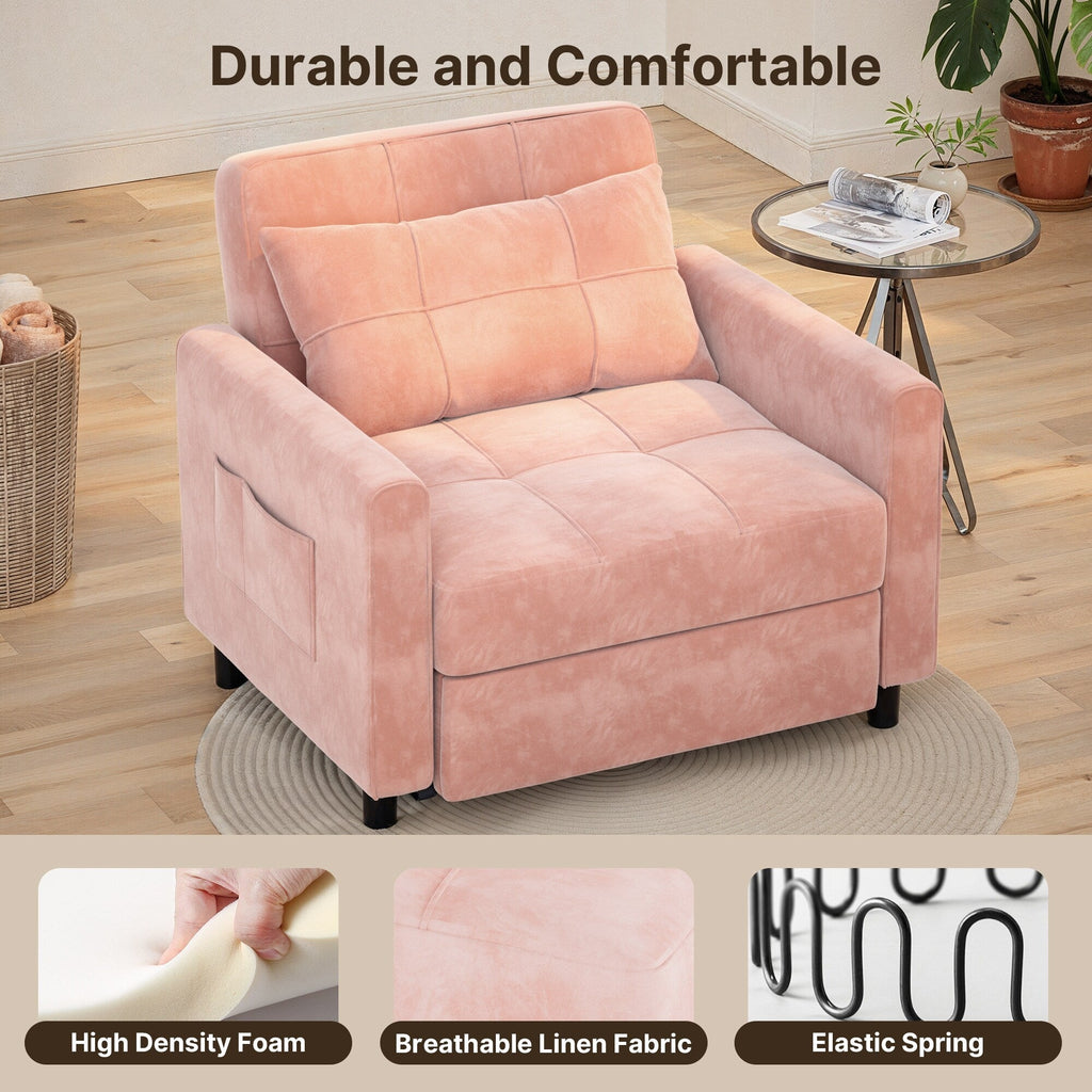 Divano letto regolabile 3 in 1, divano con poltrona estraibile, letto pieghevole convertibile per soggiorno