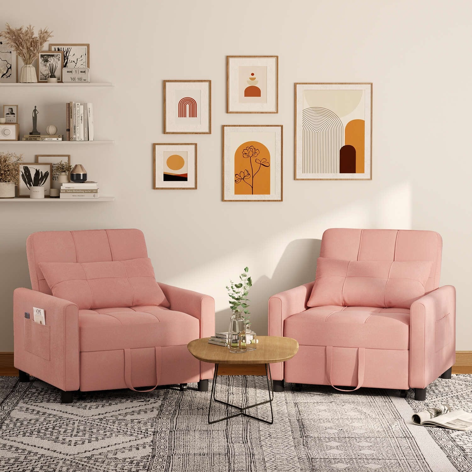 Divano letto regolabile 3 in 1, divano con poltrona estraibile, letto pieghevole convertibile per soggiorno