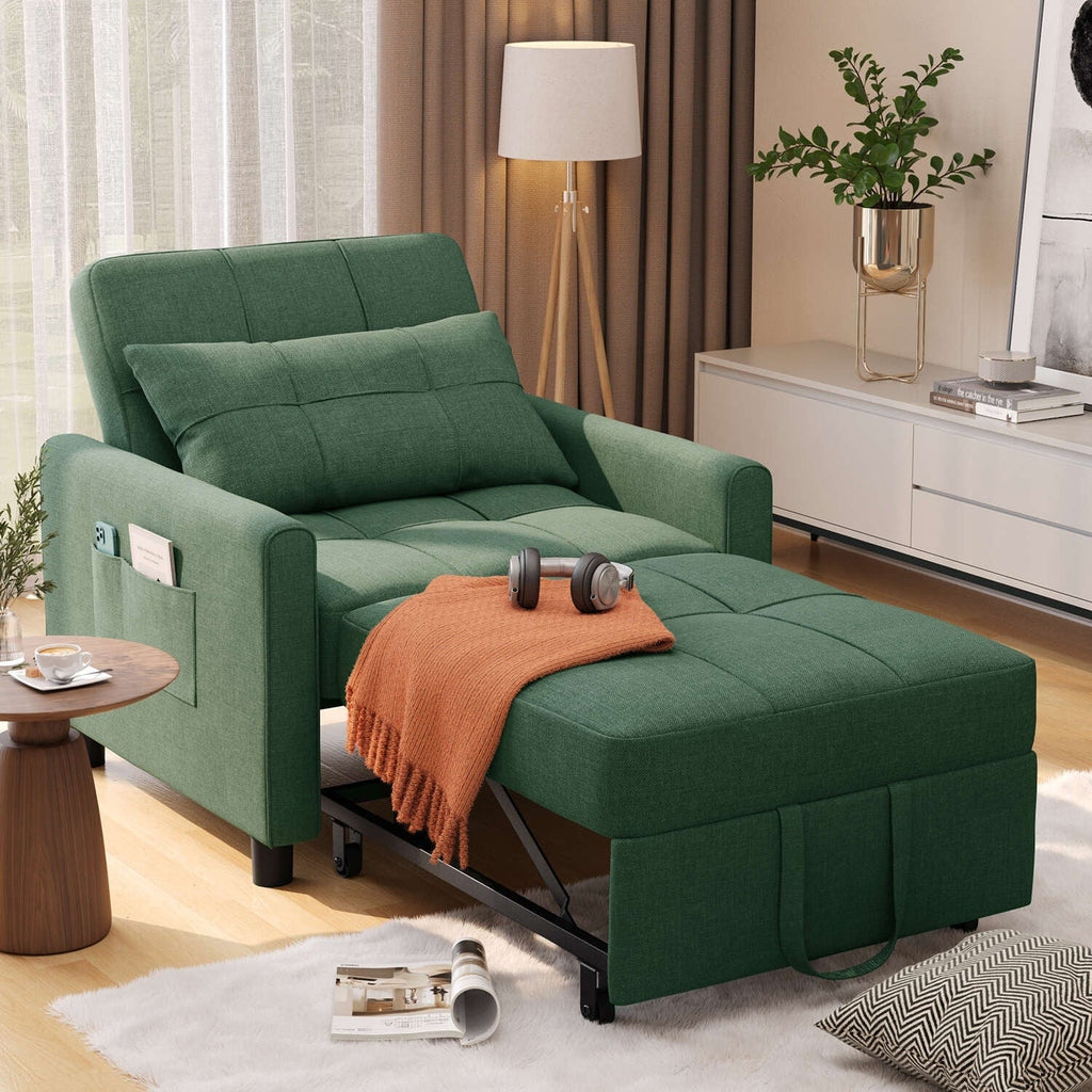 Divano letto regolabile 3 in 1, divano con poltrona estraibile, letto pieghevole convertibile per soggiorno