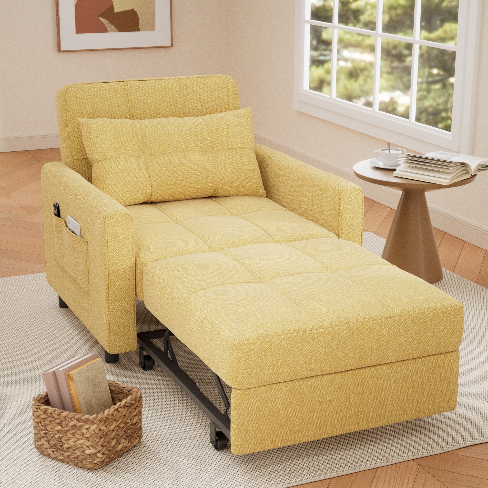 Divano letto regolabile 3 in 1, divano con poltrona estraibile, letto pieghevole convertibile per soggiorno