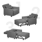 Divano letto regolabile 3 in 1, divano con poltrona estraibile, letto pieghevole convertibile per soggiorno