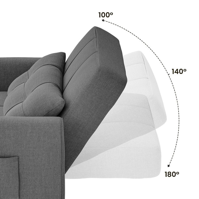 Divano letto regolabile 3 in 1, divano con poltrona estraibile, letto pieghevole convertibile per soggiorno