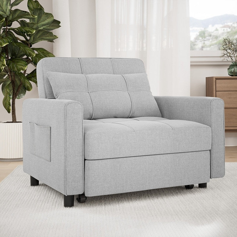 Divano letto regolabile 3 in 1, divano con poltrona estraibile, letto pieghevole convertibile per soggiorno