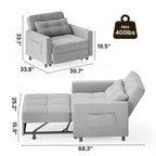 Divano letto regolabile 3 in 1, divano con poltrona estraibile, letto pieghevole convertibile per soggiorno