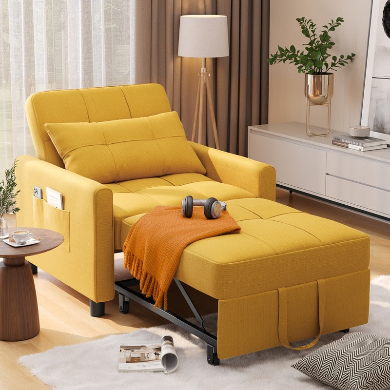 Divano letto regolabile 3 in 1, divano con poltrona estraibile, letto pieghevole convertibile per soggiorno