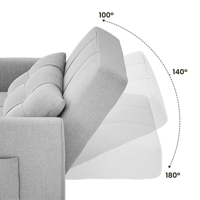 Divano letto regolabile 3 in 1, divano con poltrona estraibile, letto pieghevole convertibile per soggiorno
