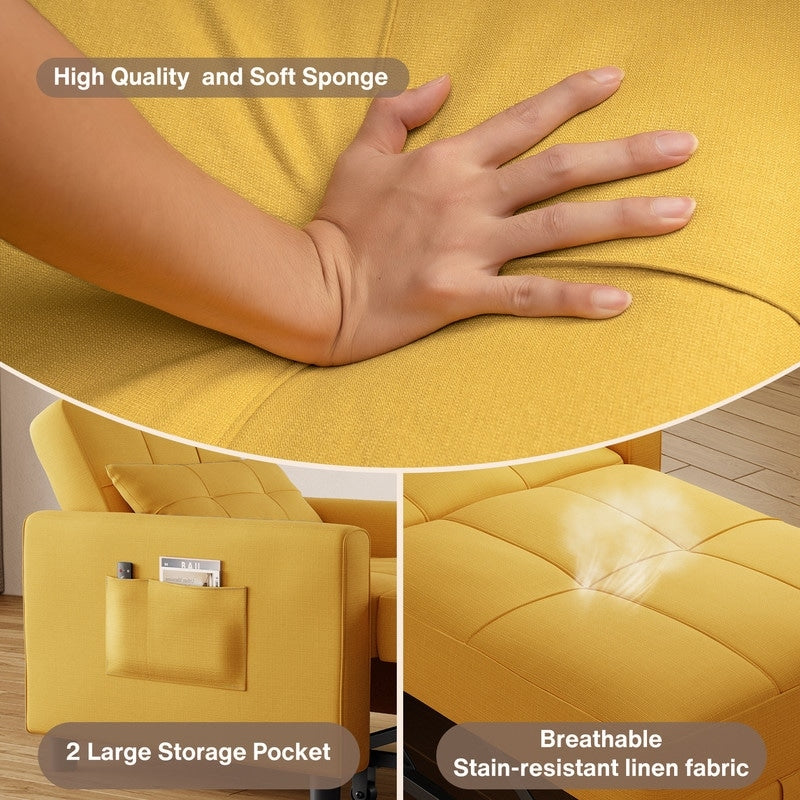 Divano letto regolabile 3 in 1, divano con poltrona estraibile, letto pieghevole convertibile per soggiorno