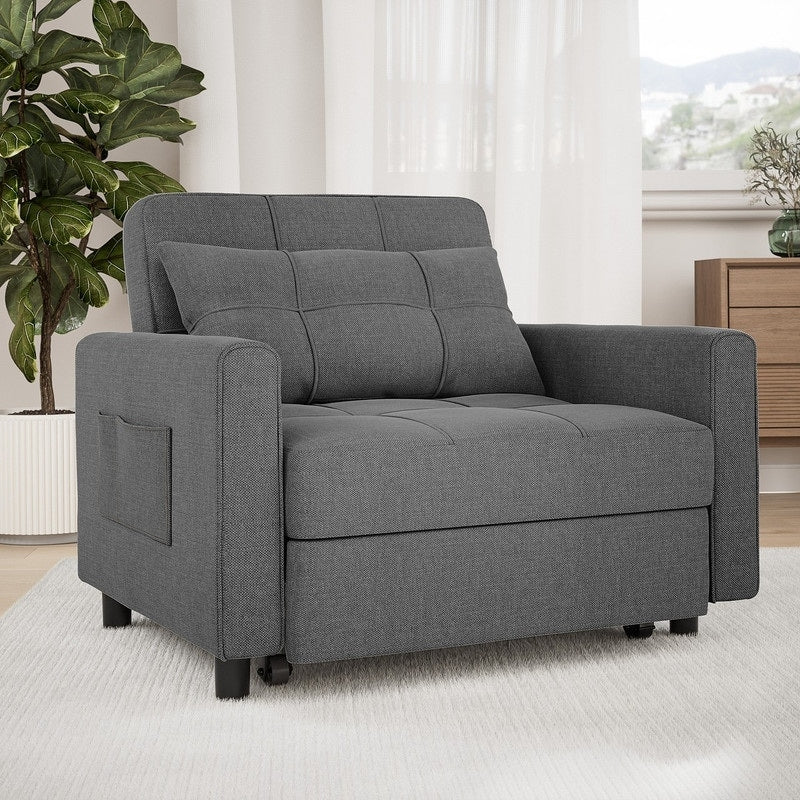Divano letto regolabile 3 in 1, divano con poltrona estraibile, letto pieghevole convertibile per soggiorno