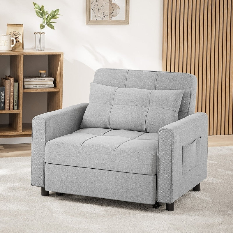 Divano letto regolabile 3 in 1, divano con poltrona estraibile, letto pieghevole convertibile per soggiorno