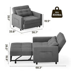 Divano letto regolabile 3 in 1, divano con poltrona estraibile, letto pieghevole convertibile per soggiorno
