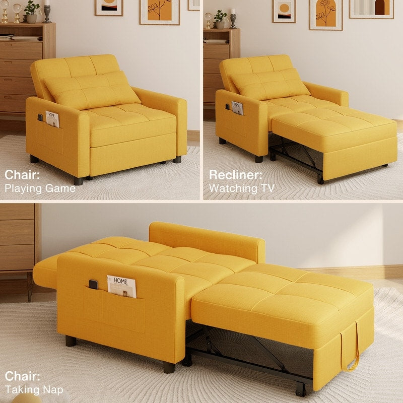 Divano letto regolabile 3 in 1, divano con poltrona estraibile, letto pieghevole convertibile per soggiorno