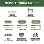 Set di pentole e teglie da cucina in granito da 30 pezzi, set di padelle antiaderenti