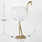 Lampada da tavolo Flamingo - Bianco e oro - 30,5 H - 30H x 19W x 14D