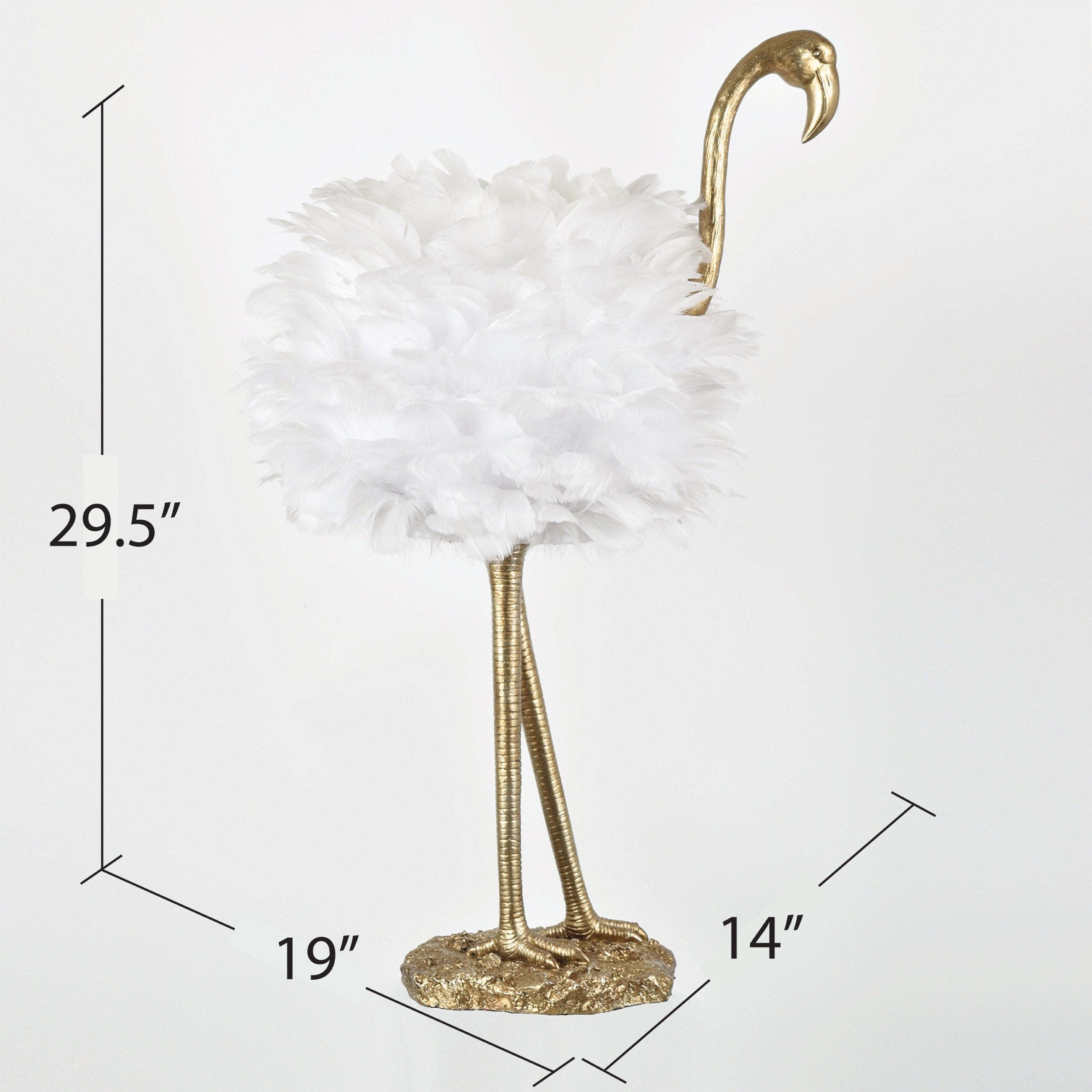 Lampada da tavolo Flamingo - Bianco e oro - 30,5 H - 30H x 19W x 14D