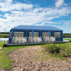 Gazebo pieghevole in tessuto Oxford da 30x10 piedi con 8 sacchi di sabbia e 8 pareti laterali con baldacchino per rimorchiatore - 30x10x8,8 piedi (larghezza x altezza x profondità)