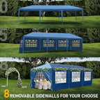 Gazebo pieghevole in tessuto Oxford da 30x10 piedi con 8 sacchi di sabbia e 8 pareti laterali con baldacchino per rimorchiatore - 30x10x8,8 piedi (larghezza x altezza x profondità)