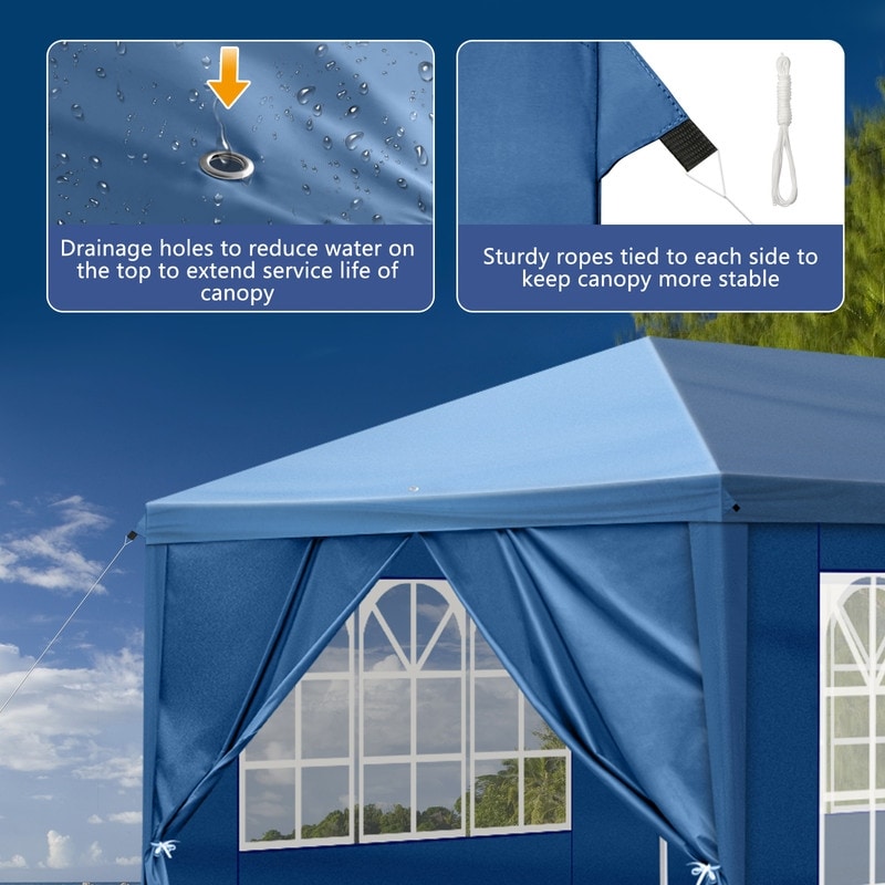 Gazebo pieghevole in tessuto Oxford da 30x10 piedi con 8 sacchi di sabbia e 8 pareti laterali con baldacchino per rimorchiatore - 30x10x8,8 piedi (larghezza x altezza x profondità)
