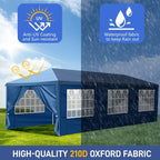 Gazebo pieghevole in tessuto Oxford da 30x10 piedi con 8 sacchi di sabbia e 8 pareti laterali con baldacchino per rimorchiatore - 30x10x8,8 piedi (larghezza x altezza x profondità)