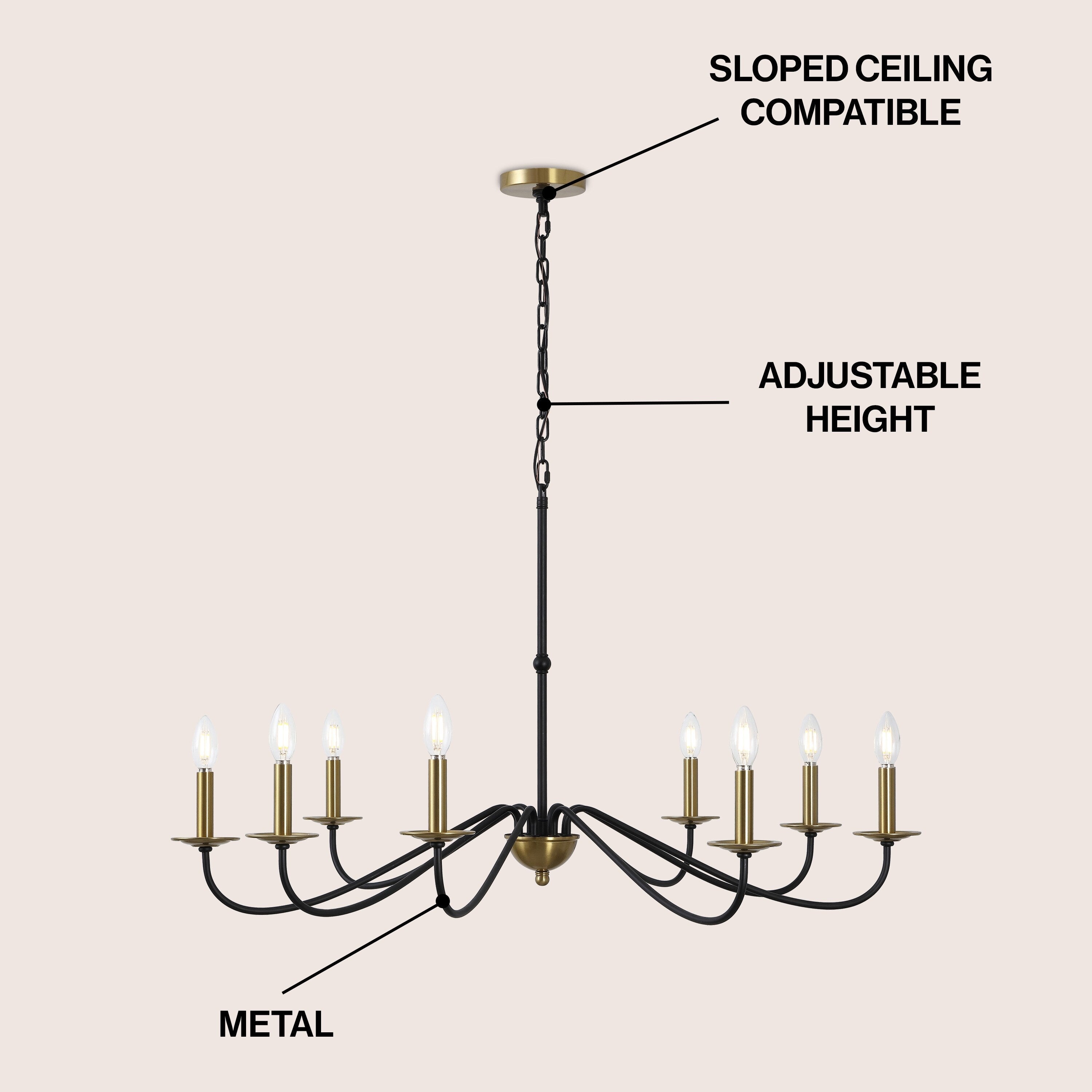 Lampadario a LED in ferro a 6 luci da 34,75 pollici, di JONATHAN Y