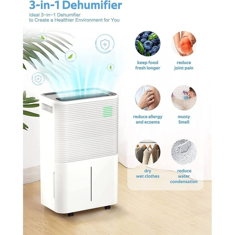 Deumidificatori da 3500 piedi quadrati per scantinati, case, stanze grandi e camere da letto, deumidificatori per garage a basso rumore
