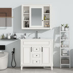 Mobile bagno moderno da 36'' con lavabo superiore e mobiletto a specchio, 2 ante e 2 cassetti
