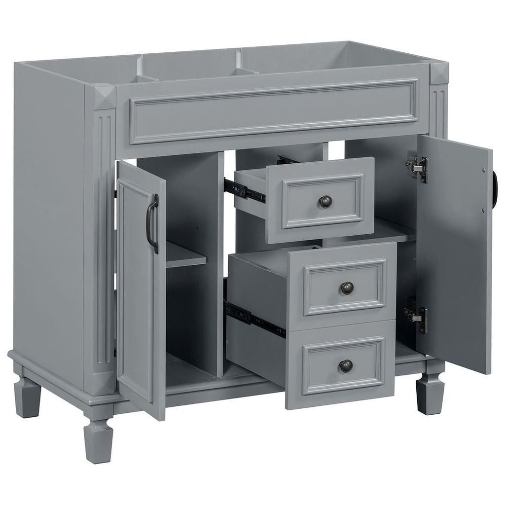 Mobile bagno moderno da 36'' con lavabo superiore e mobiletto a specchio, 2 ante e 2 cassetti