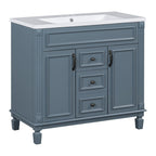 Mobile bagno moderno da 36'' con lavabo superiore e mobiletto a specchio, 2 ante e 2 cassetti
