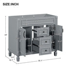 Mobile bagno moderno da 36'' con lavabo superiore e mobiletto a specchio, 2 ante e 2 cassetti