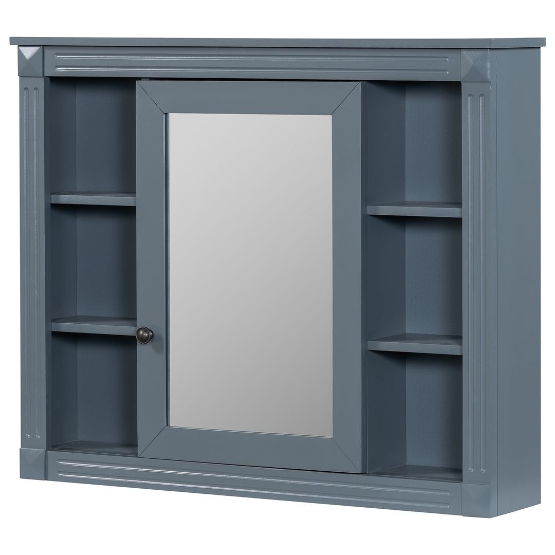 Mobile bagno moderno da 36'' con lavabo superiore e mobiletto a specchio, 2 ante e 2 cassetti