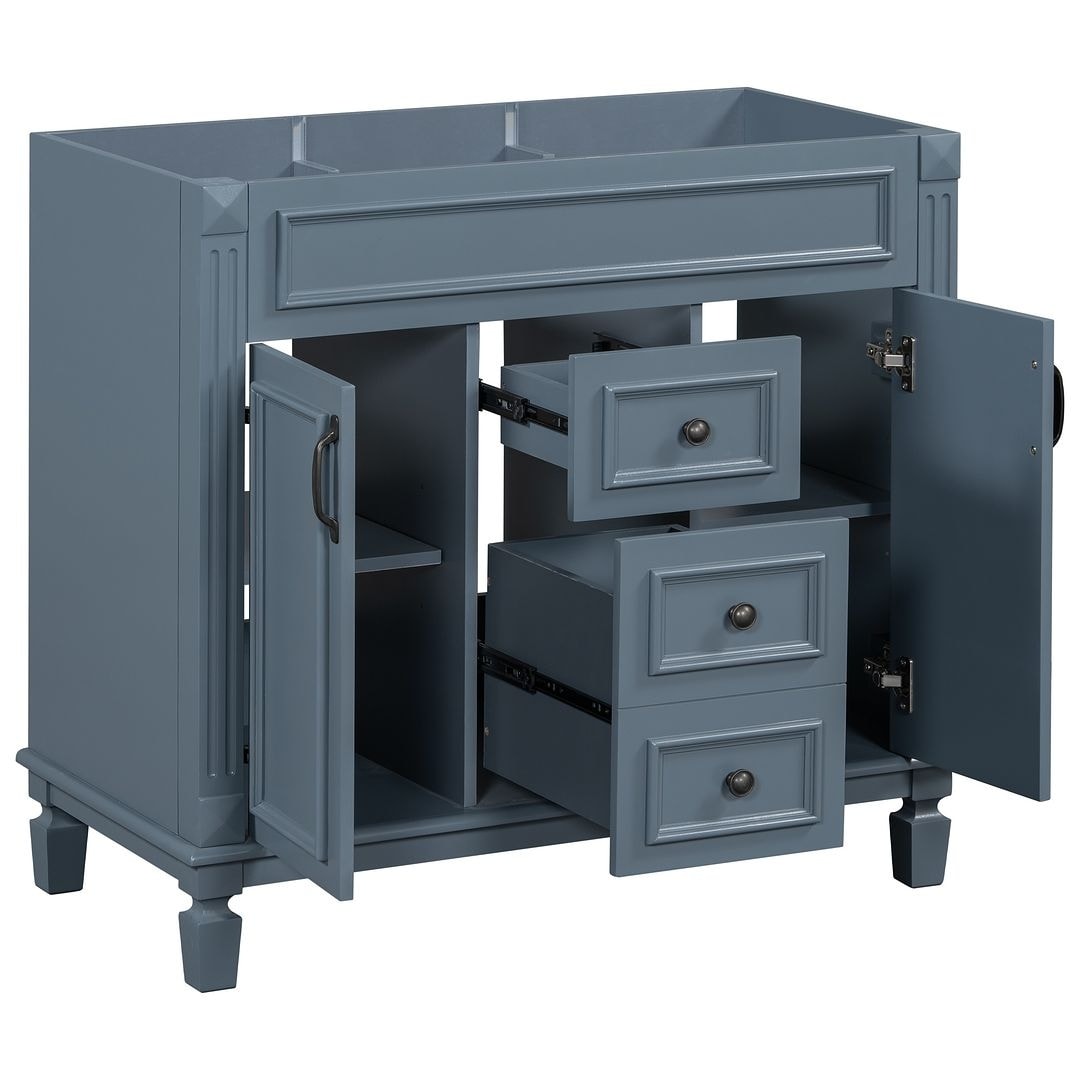 Mobile bagno moderno da 36'' con lavabo superiore e mobiletto a specchio, 2 ante e 2 cassetti