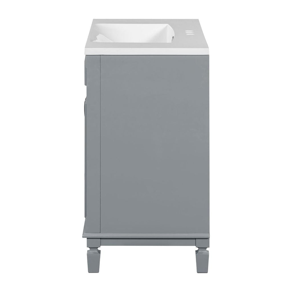 Mobile bagno moderno da 36'' con lavabo superiore e mobiletto a specchio, 2 ante e 2 cassetti