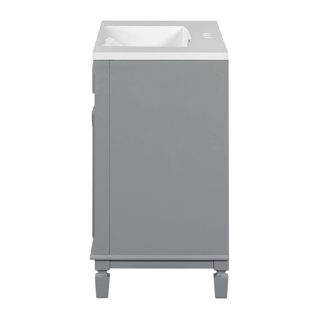 Mobile bagno moderno da 36'' con lavabo superiore e mobiletto a specchio, 2 ante e 2 cassetti