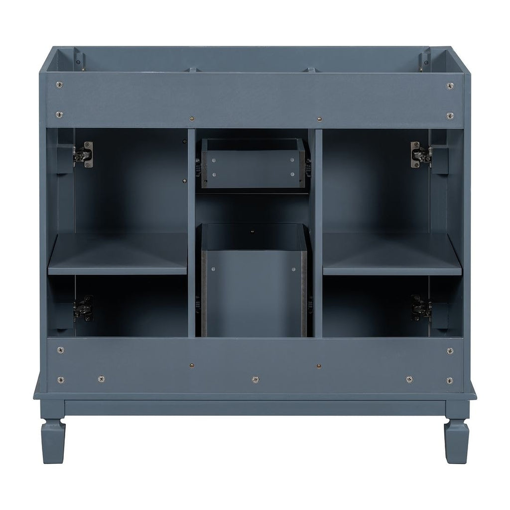 Mobile bagno moderno da 36'' con lavabo superiore e mobiletto a specchio, 2 ante e 2 cassetti