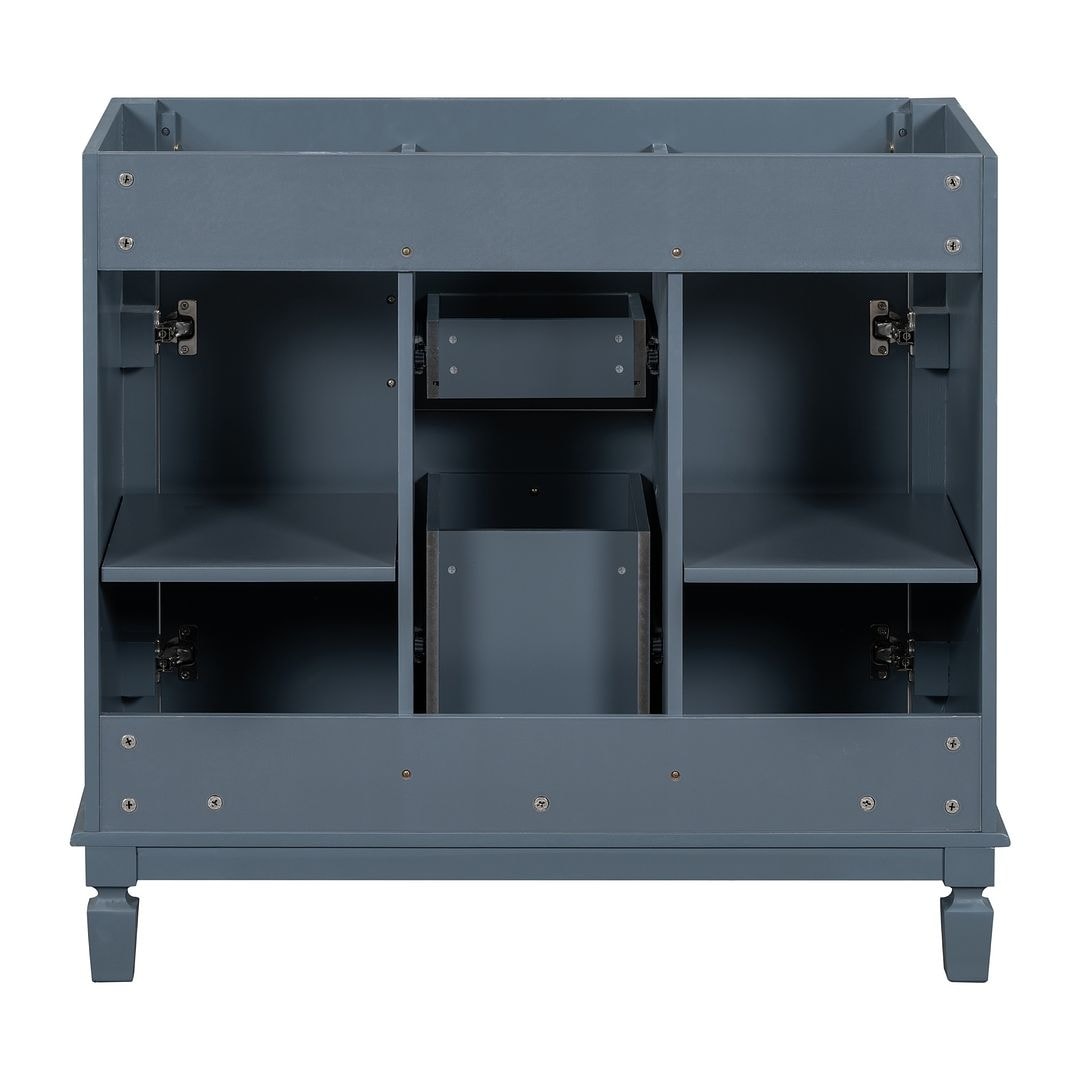 Mobile bagno moderno da 36'' con lavabo superiore e mobiletto a specchio, 2 ante e 2 cassetti