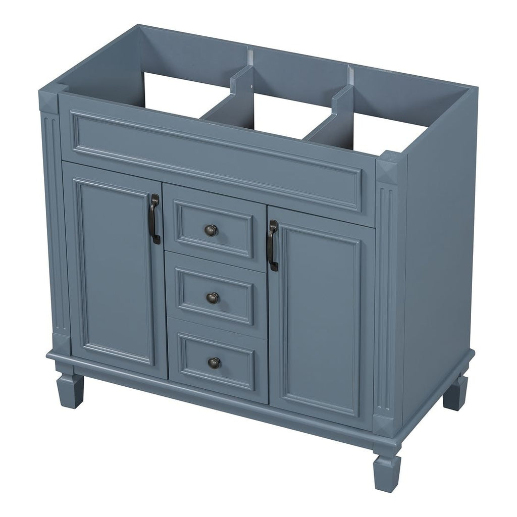Mobile bagno moderno da 36'' con lavabo superiore e mobiletto a specchio, 2 ante e 2 cassetti