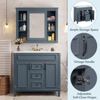 Mobile bagno moderno da 36'' con lavabo superiore e mobiletto a specchio, 2 ante e 2 cassetti