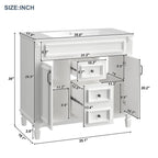 Mobile bagno moderno da 36'' con lavabo superiore e mobiletto a specchio, 2 ante e 2 cassetti