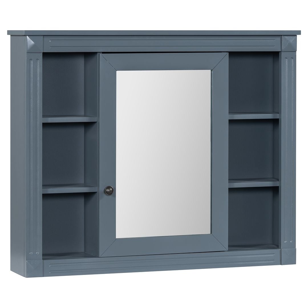 Mobile bagno moderno da 36'' con lavabo superiore e mobiletto a specchio, 2 ante e 2 cassetti