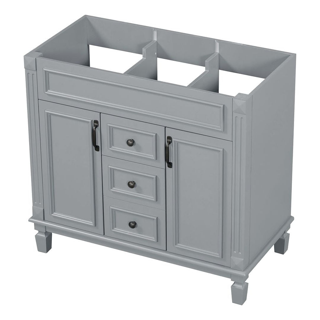 Mobile bagno moderno da 36'' con lavabo superiore e mobiletto a specchio, 2 ante e 2 cassetti
